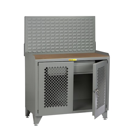 Little Giant Bench Cabinet, 24" X 48", Perforated Doors, Hardboard, Louvered Panel MHPLL2D2448HDLP